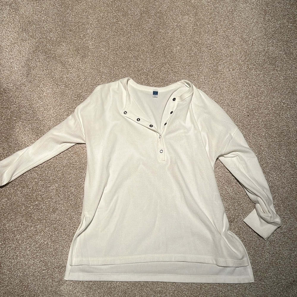 White waffle knit long sleeve